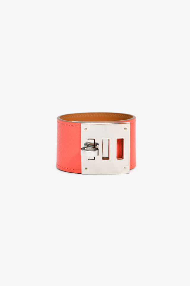 Hermes Coral Leather 'Kelly Dog' Bracelet