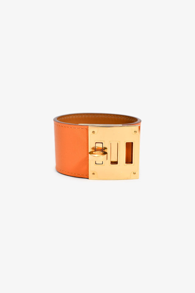 Hermes Orange Leather 'Kelly Dog' Bracelet