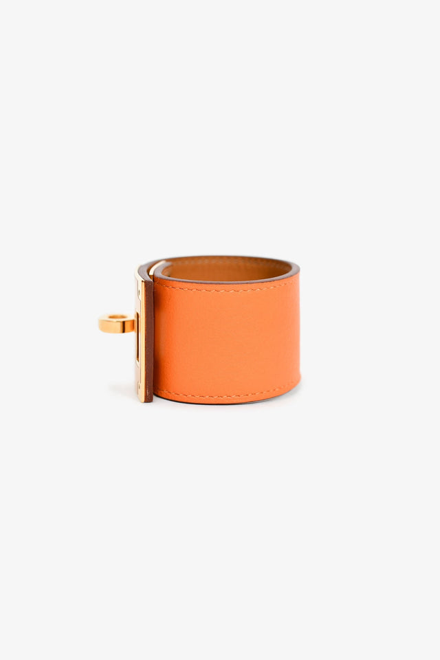 Hermes Orange Leather 'Kelly Dog' Bracelet