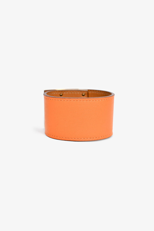 Hermes Orange Leather 'Kelly Dog' Bracelet