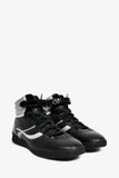 Louis Vuitton Black/Silver Leather High Top Sneakers Size 37