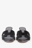 Hermes Grey Leather/Shaved Mink Fur Oasis Sandals Size 36