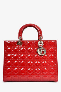 Christian Dior 2011 Red Patent Leather Large Lady Dior