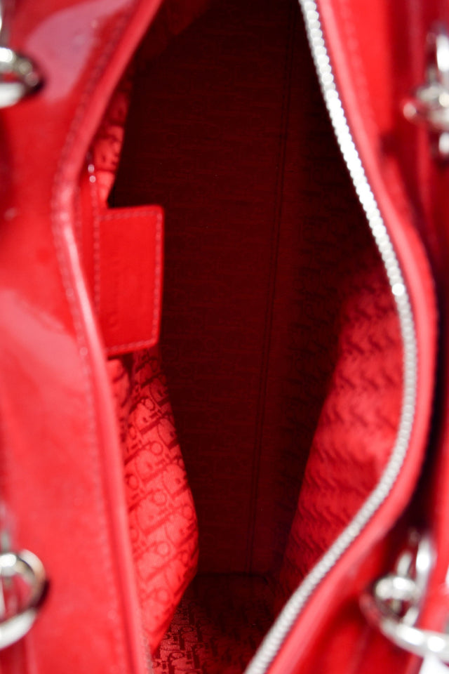 Christian Dior 2011 Red Patent Leather Large Lady Dior