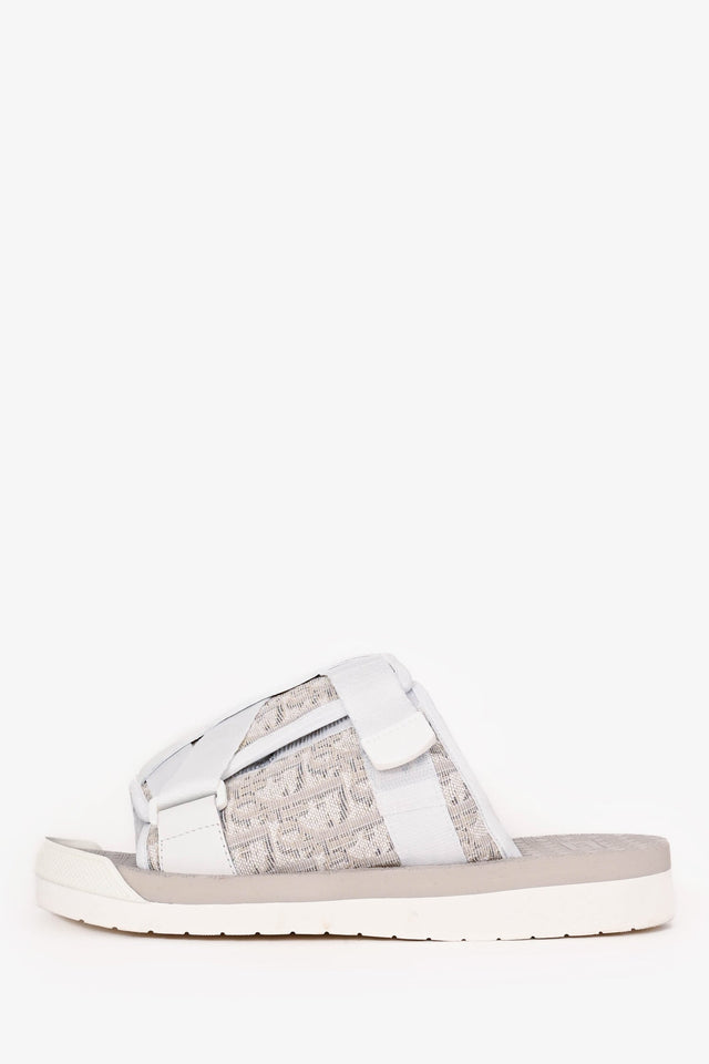 Christain Dior White/Beige Oblique 'Alpha' Slides Size 40