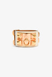 Hermes 2015 White Leather Gold Tone 'Collier de Chien' Bracelet