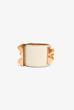 Hermes 2015 White Leather Gold Tone 'Collier de Chien' Bracelet