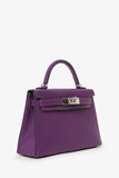 Hermes 2021 Violet/Blue Marine Mysore Chevre Leather Mini Kelly PHW With Strap