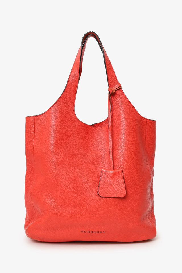 Burberry Red Leather Hobo Shoulder Bag
