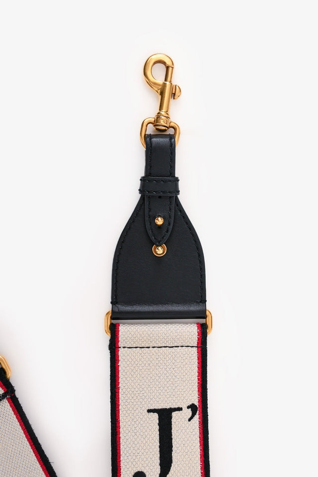 Christian Dior Cream/Black/Red 'Je'taime' Canvas Bag Strap