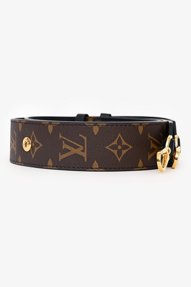 Louis Vuitton Black Leather Monogram Canvas Adjustable Bandoulière Strap