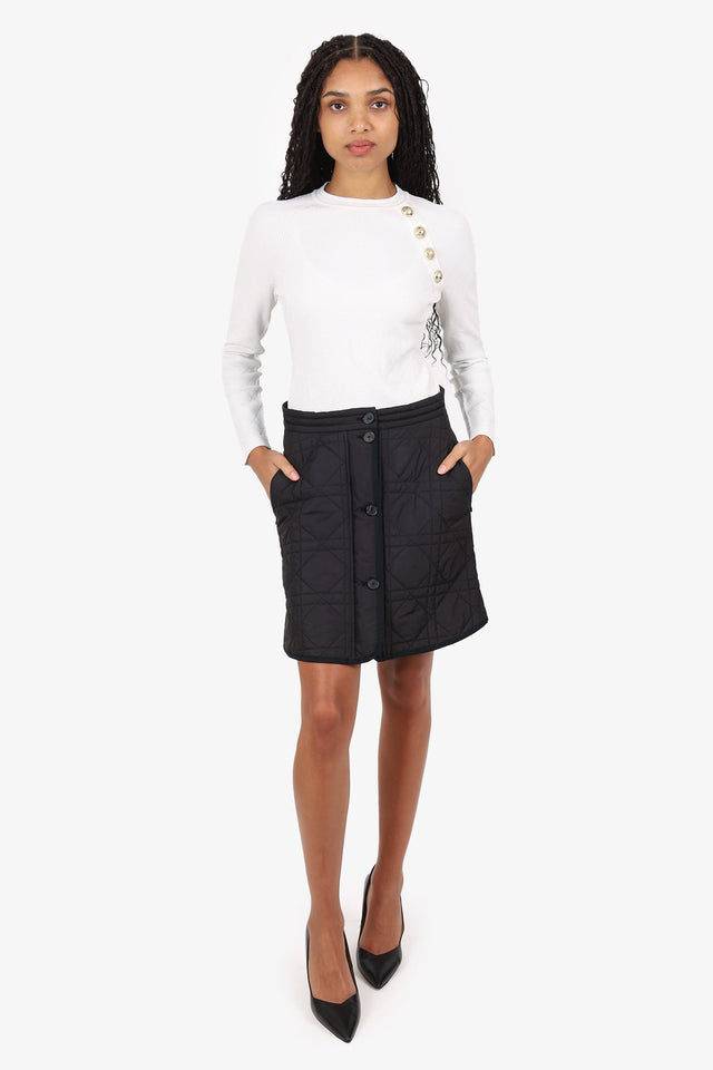 Christian Dior Grey Nylon Macrocannage Mini Skirt Size 8