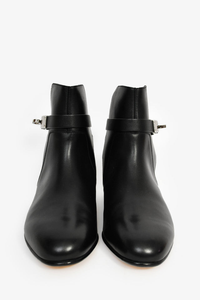 Hermes Black Leather Neo Kelly Ankle Boots Size 37