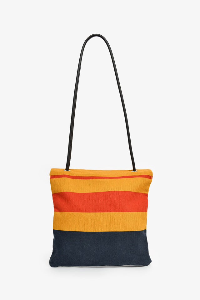 Hermes Yellow Striped Canva 'Aline' Small Tote Bag