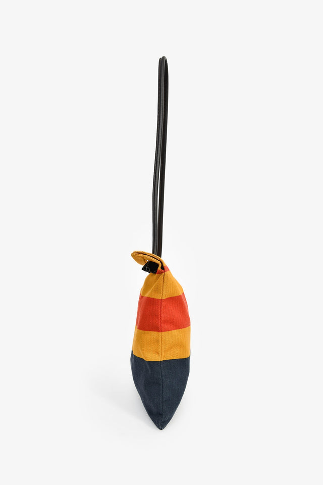 Hermes Yellow Striped Canva 'Aline' Small Tote Bag