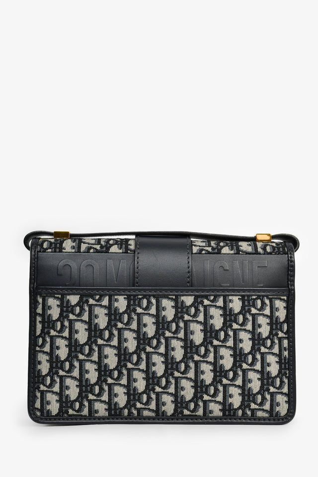 Christian Dior 2019 Navy Leather/Oblique 30 Montaigne Shoulder Bag