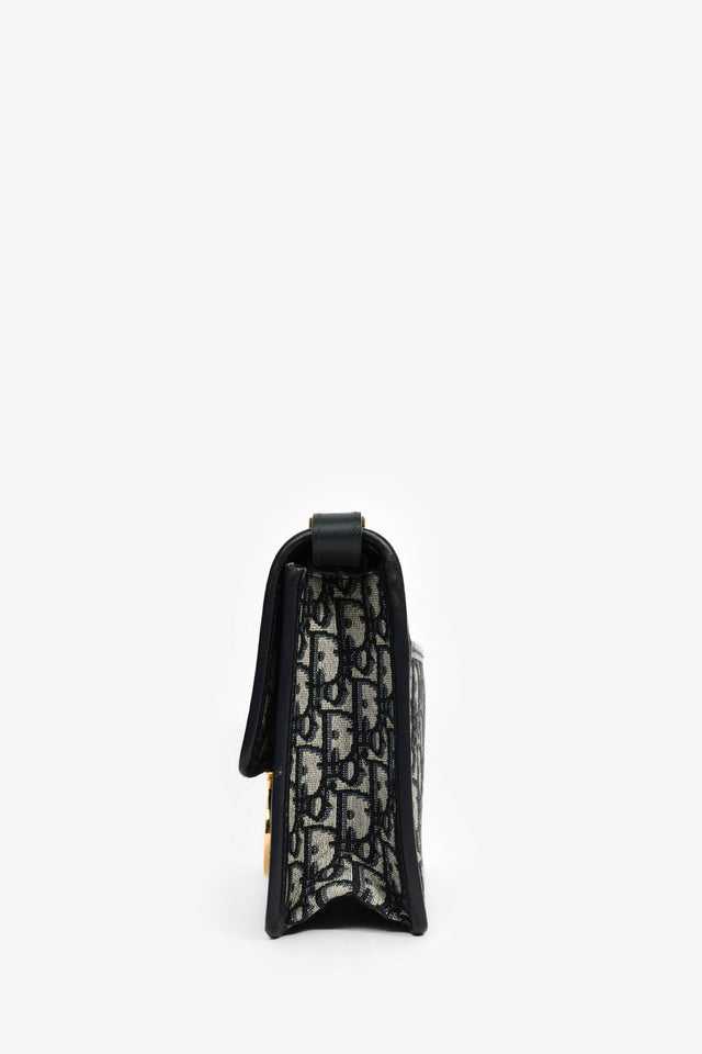 Christian Dior 2019 Navy Leather/Oblique 30 Montaigne Shoulder Bag