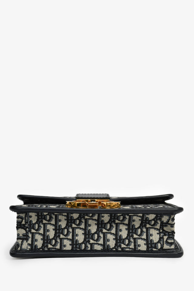 Christian Dior 2019 Navy Leather/Oblique 30 Montaigne Shoulder Bag