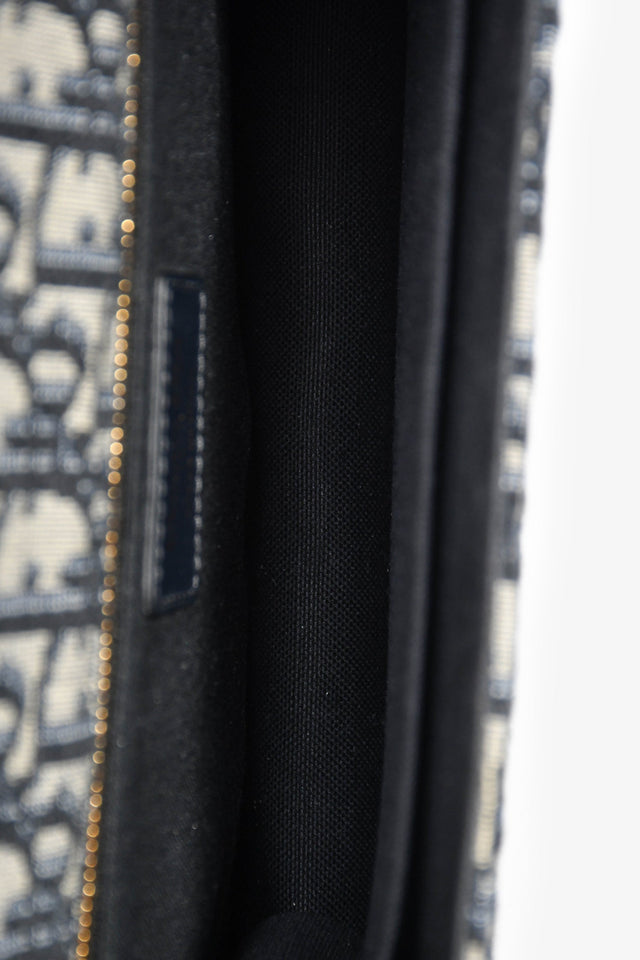 Christian Dior 2019 Navy Leather/Oblique 30 Montaigne Shoulder Bag