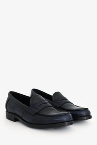 Prada Green/Navy Saffiano Leather Loafers Size 35