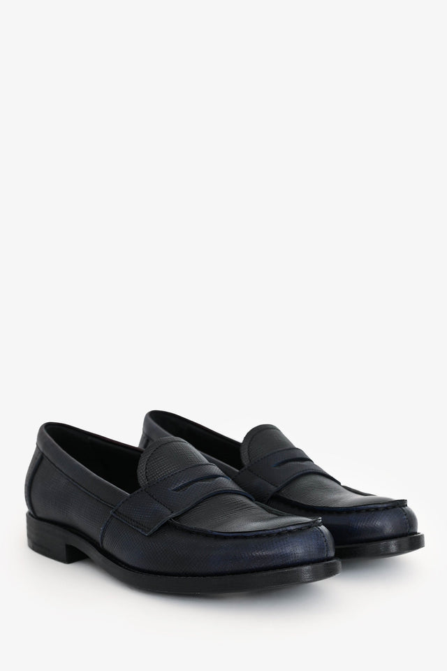 Prada Green/Navy Saffiano Leather Loafers Size 35