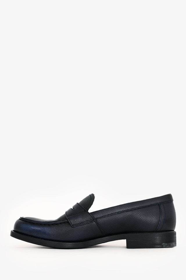 Prada Green/Navy Saffiano Leather Loafers Size 35