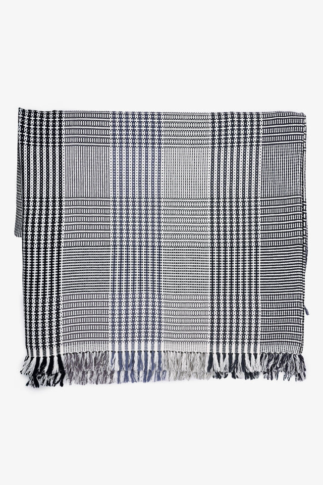 Hermes Blue/White Woven Knit Cashmere Blanket 200
