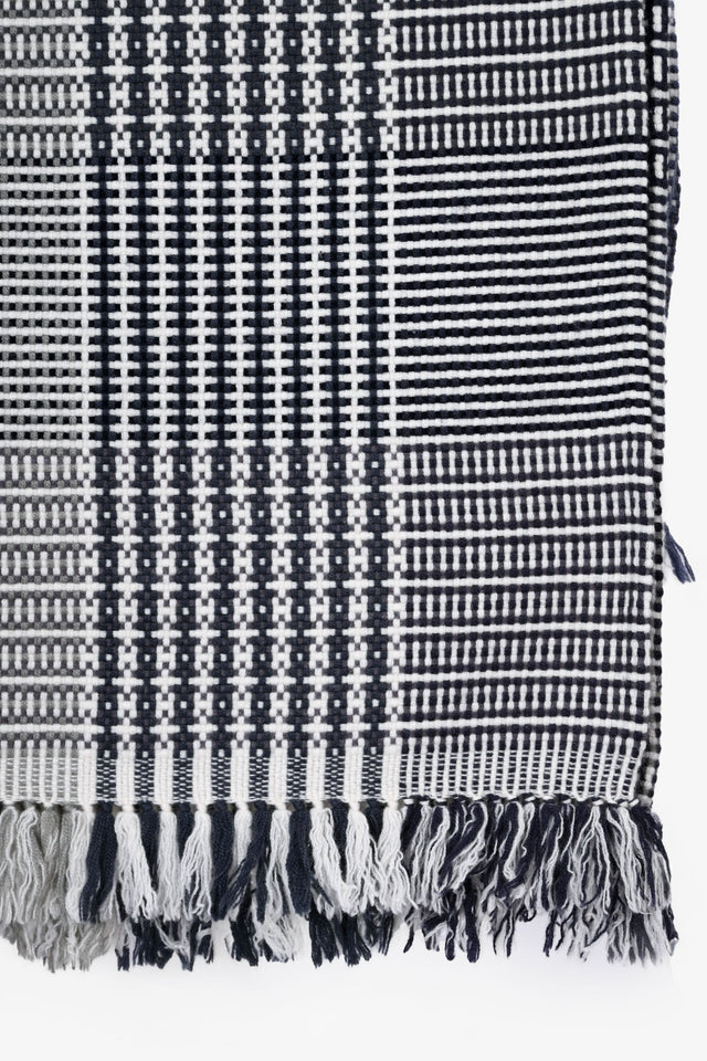 Hermes Blue/White Woven Knit Cashmere Blanket 200