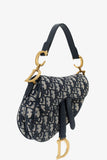 Christian Dior 2019 Blue Oblique Jacquard Mini Saddle Bag With Strap