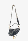 Christian Dior 2019 Blue Oblique Jacquard Mini Saddle Bag With Strap