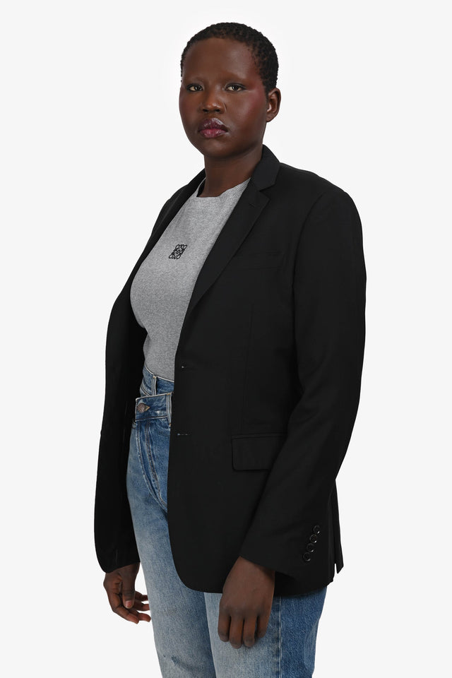 Burberry Black Wool Single Breasted Blazer Size 46S