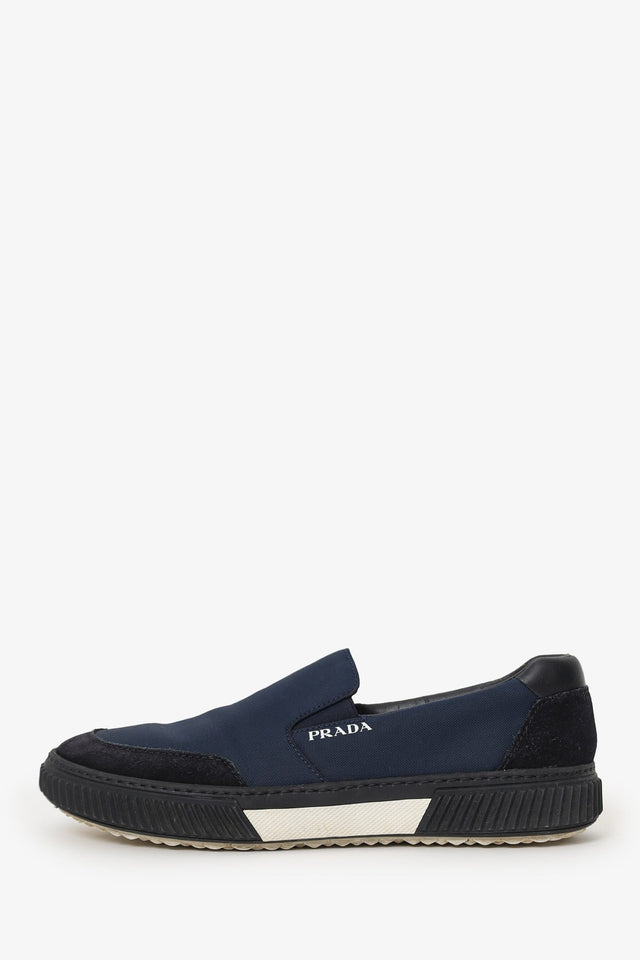 Prada Navy/Black Panelled Slip-on Sneakers Size 6 Mens