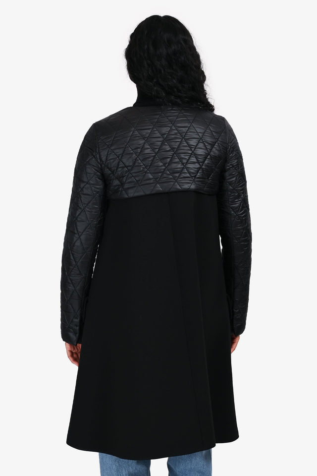 Louis Vuitton Black Quilted Nylon/Fabric Gold Metal Twist Coat Size 36