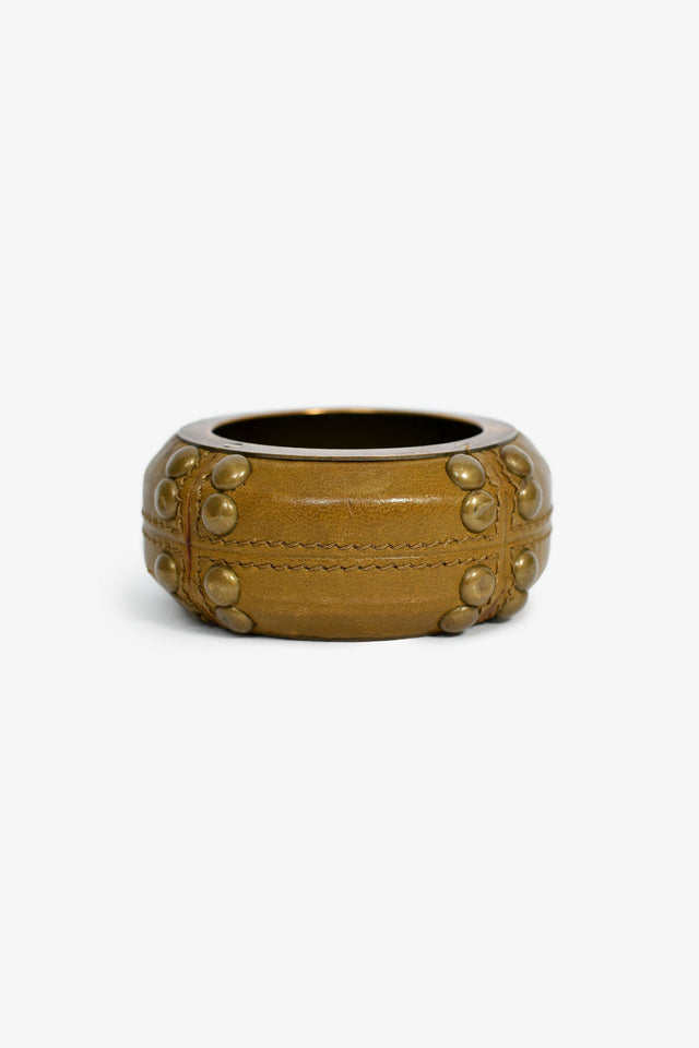 Burberry Green Leather Studded Bangle