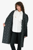 Louis Vuitton Black Wool Mongram Belted Long Coat Size 32