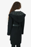 Louis Vuitton Black Wool Mongram Belted Long Coat Size 32