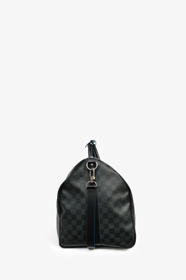 Louis Vuitton Graphite Damier Blue Lined Keepall 55