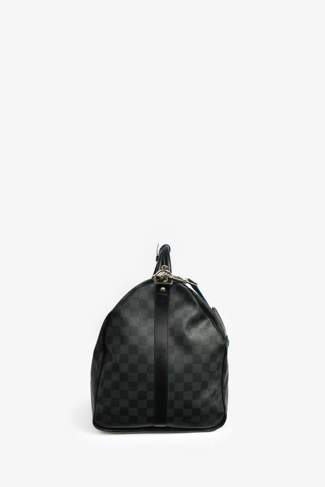 Louis Vuitton Graphite Damier Blue Lined Keepall 55