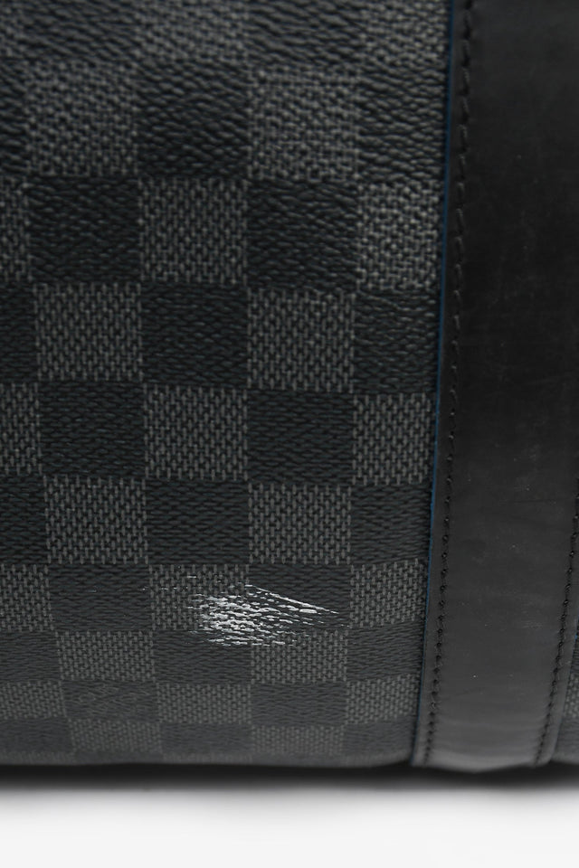 Louis Vuitton Graphite Damier Blue Lined Keepall 55