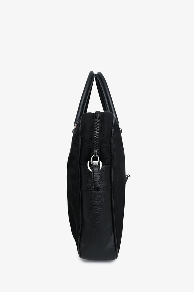 Prada Black Nylon Saffiano Leather Trim Briefcase