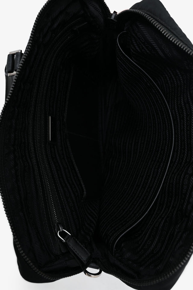 Prada Black Nylon Saffiano Leather Trim Briefcase