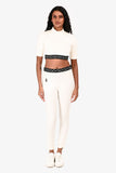 Louis Vuitton White/Black Logo Waistband Crop Top Size 38