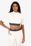 Louis Vuitton White/Black Logo Waistband Crop Top Size 38