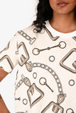 Hermes White Cotton 'L'effet Kaleidoscope' Boxy T-Shirt Size 34
