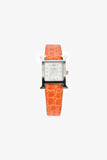 Hermes 2018 Orange Alligator Stainless Steel H Heure Watch