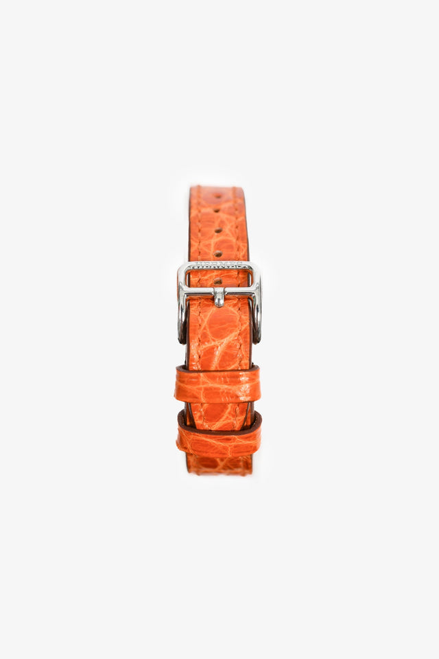 Hermes 2018 Orange Alligator Stainless Steel H Heure Watch