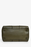 Prada Army Green Leather Double Zip Top Handle Tote Bag with Strap