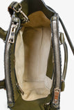 Prada Army Green Leather Double Zip Top Handle Tote Bag with Strap