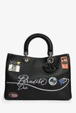 Christian Dior 2015 Black Leather 'Paradise' Diorissimo Medium Top Handle Bag
