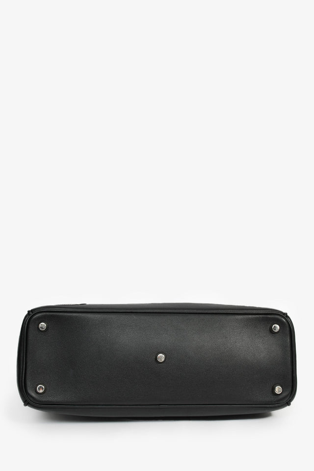 Christian Dior 2015 Black Leather 'Paradise' Diorissimo Medium Top Handle Bag